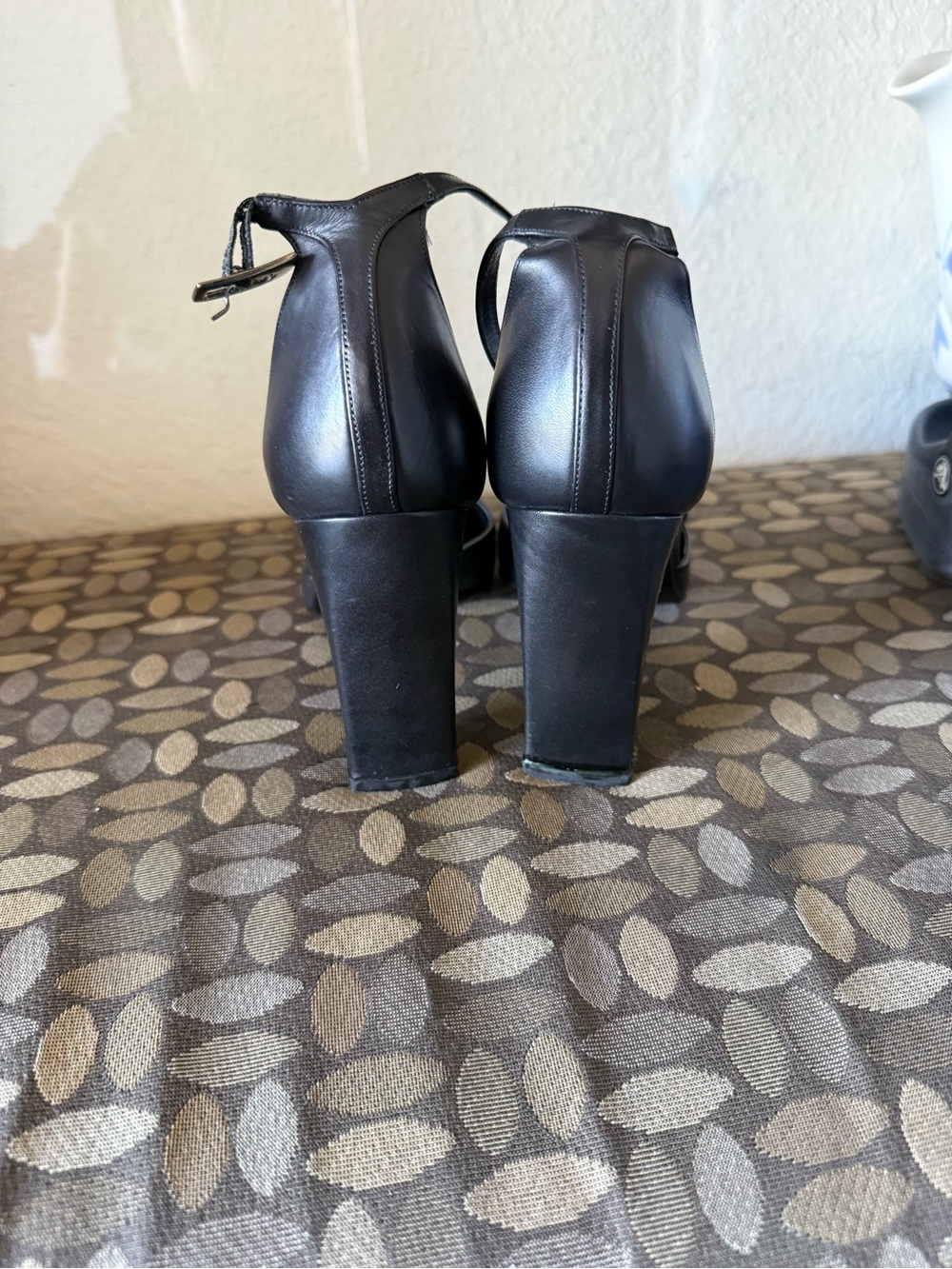 Via Spiga Black Square-Toe Ankle-Strap Pumps - Picture 3 of 4